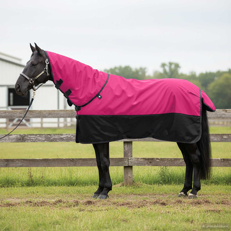 Coperta per cavallo Vidaxx rosa e nera 145 cm in poliestere