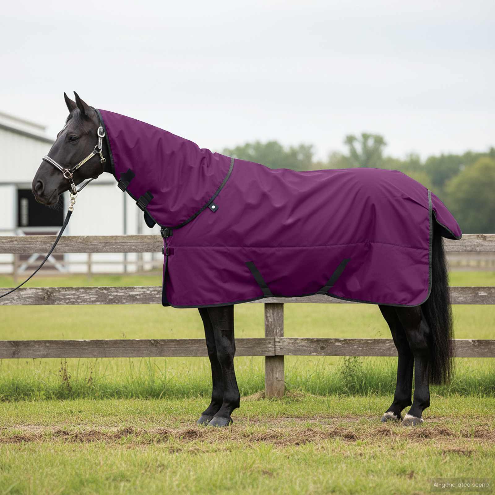 Coperta per cavallo Vidaxx verde scuro e nero 125 cm in poliestere