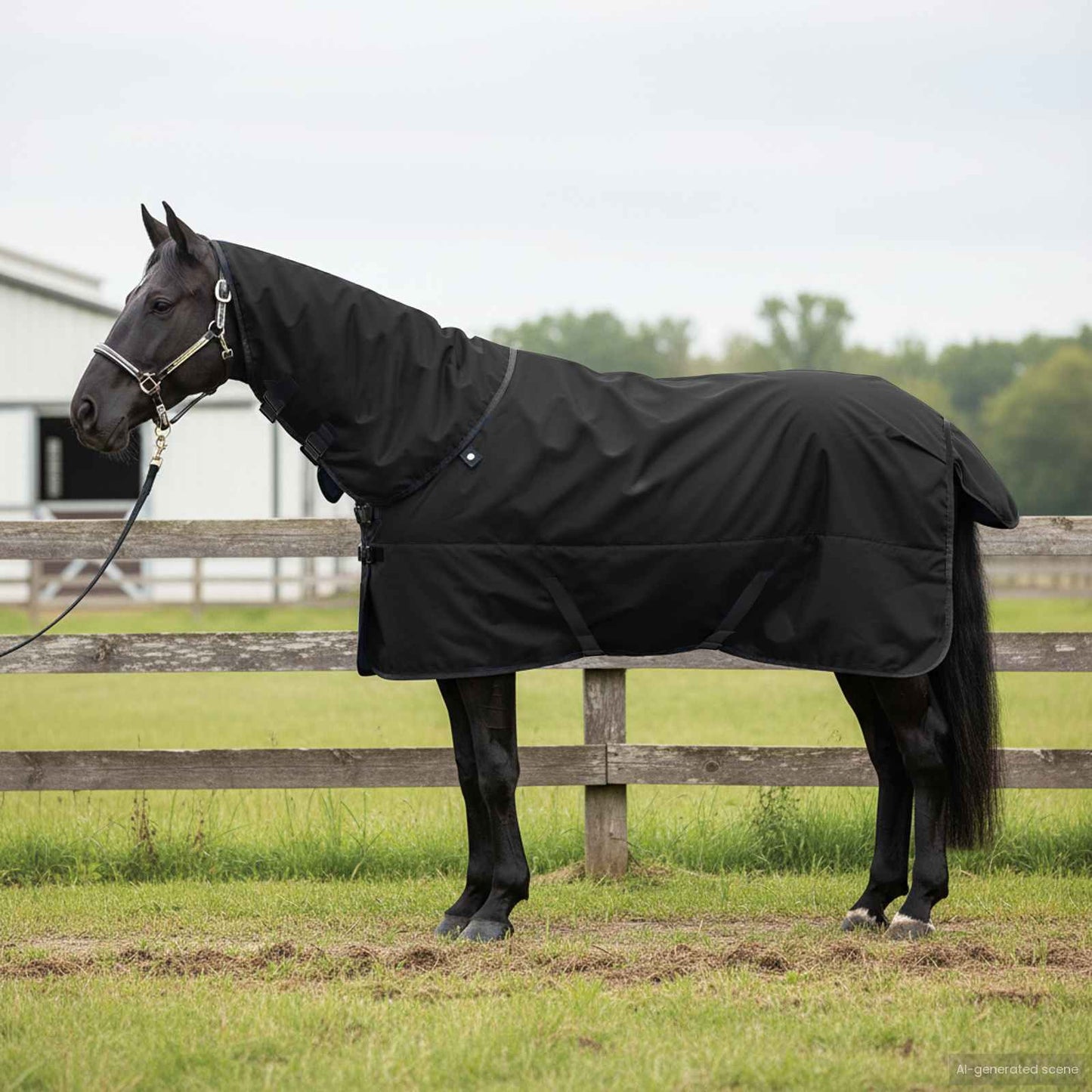 Coperta per cavallo Vidaxx verde scuro e nero 165 cm in poliestere