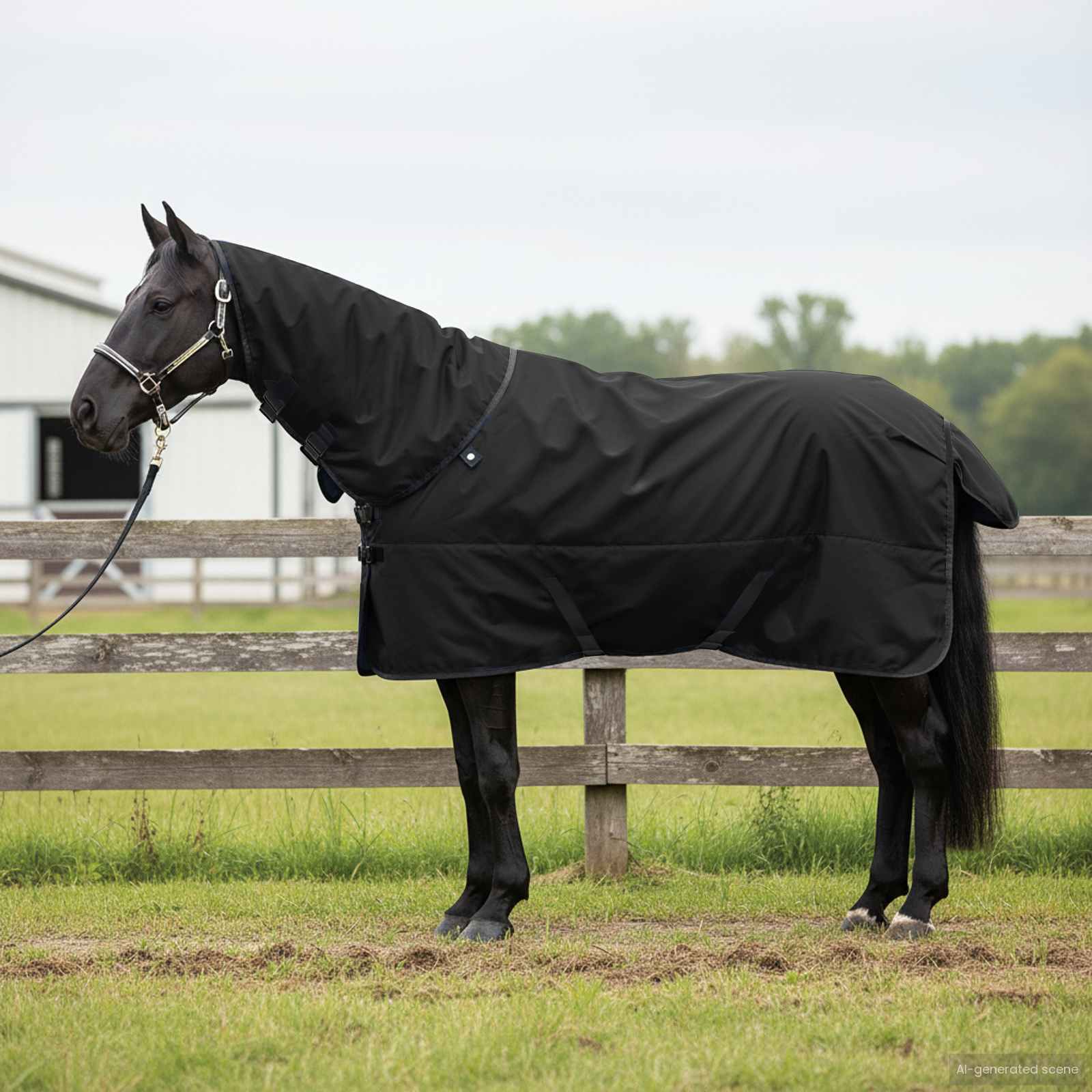 Coperta per cavallo Vidaxx verde scuro e nero 165 cm in poliestere