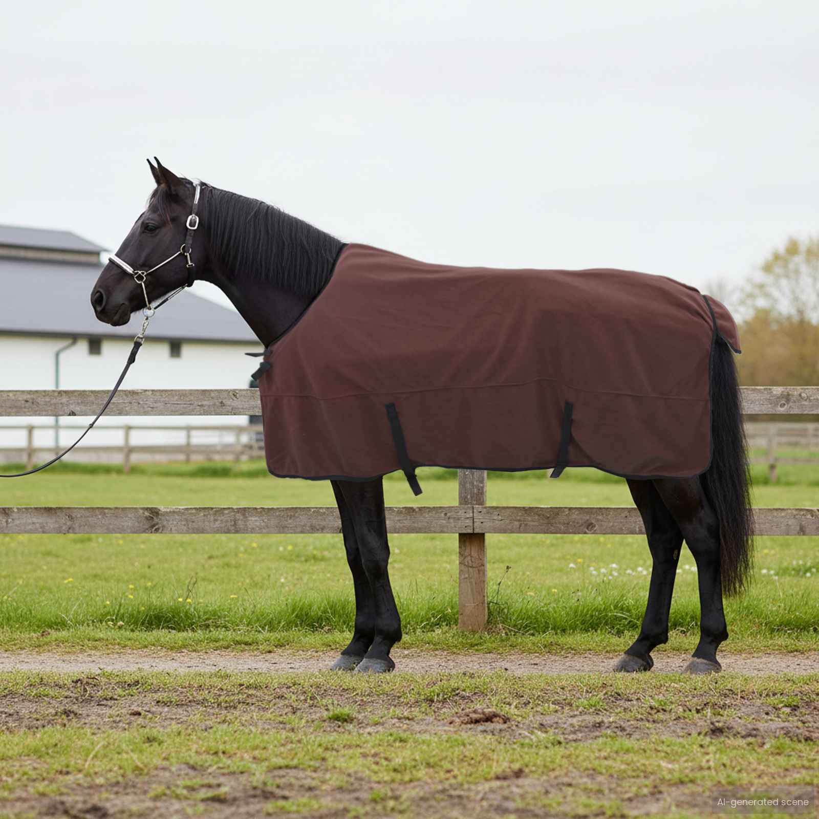 Coperta per cavallo VidaXL completamente in poliestere marrone scuro