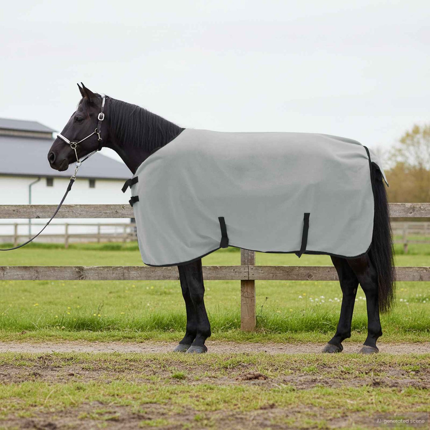 Coperta per cavallo VidaXL completamente in poliestere grigio chiaro e rosa