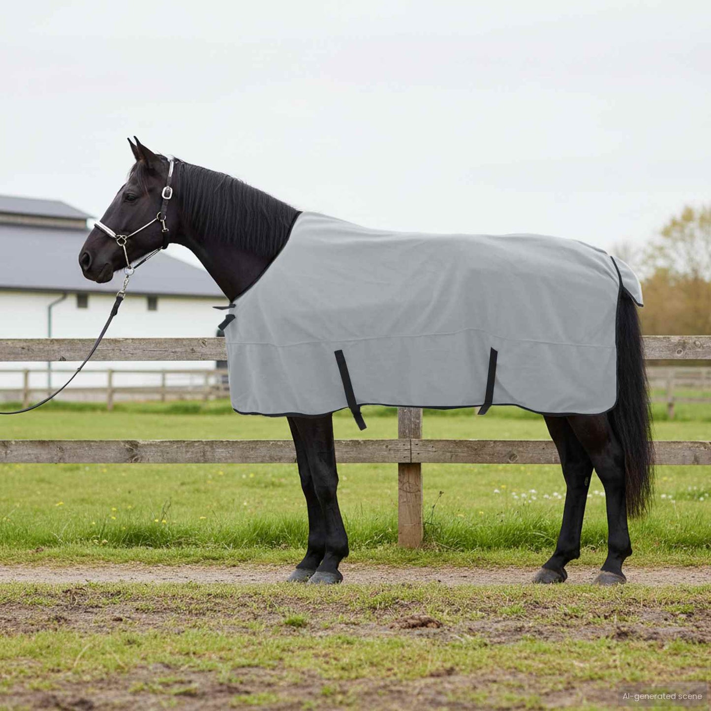 Coperta per cavallo VidaXL completamente in poliestere grigio chiaro e rosa
