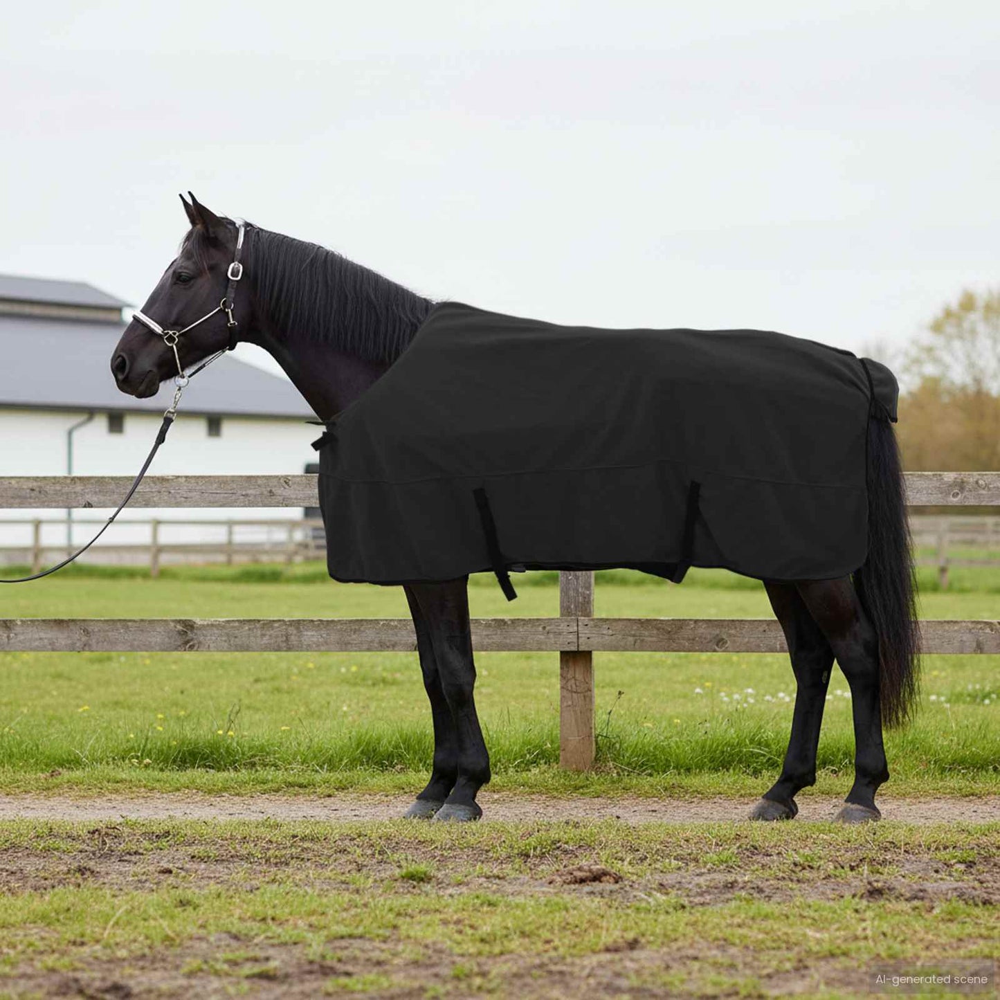 Coperta per cavallo Vidaxxl in poliestere nero