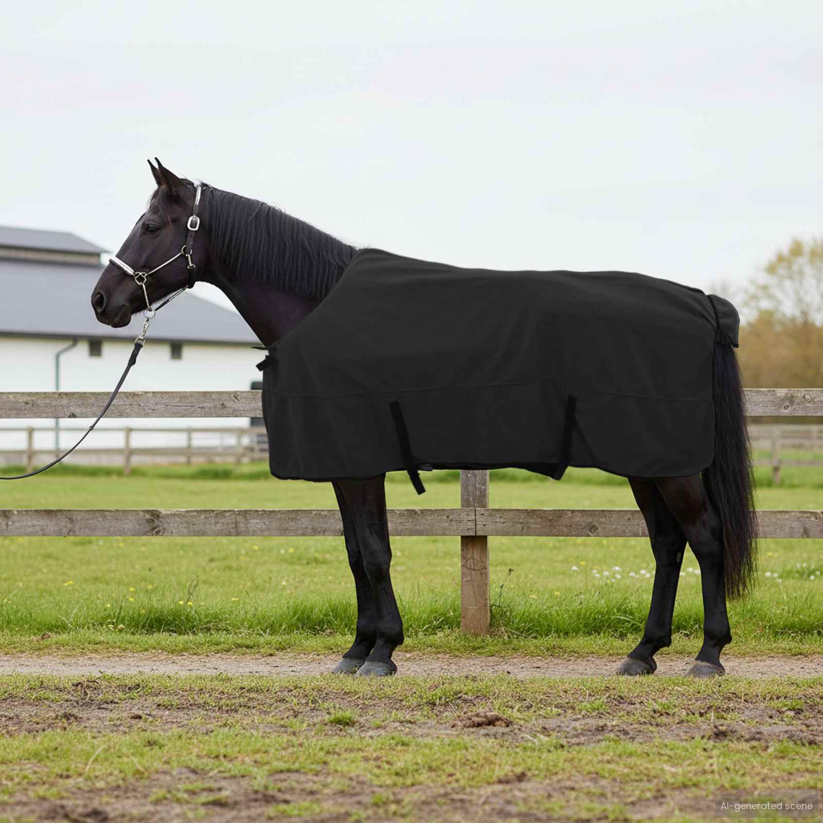 Coperta per cavallo Vidaxxl in poliestere nero