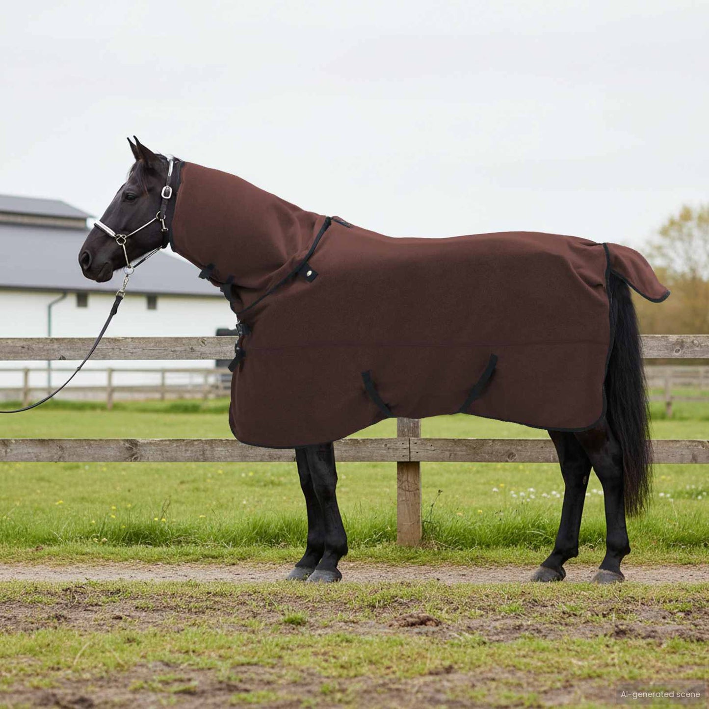Coperta per cavallo VidaXL completamente in poliestere marrone scuro