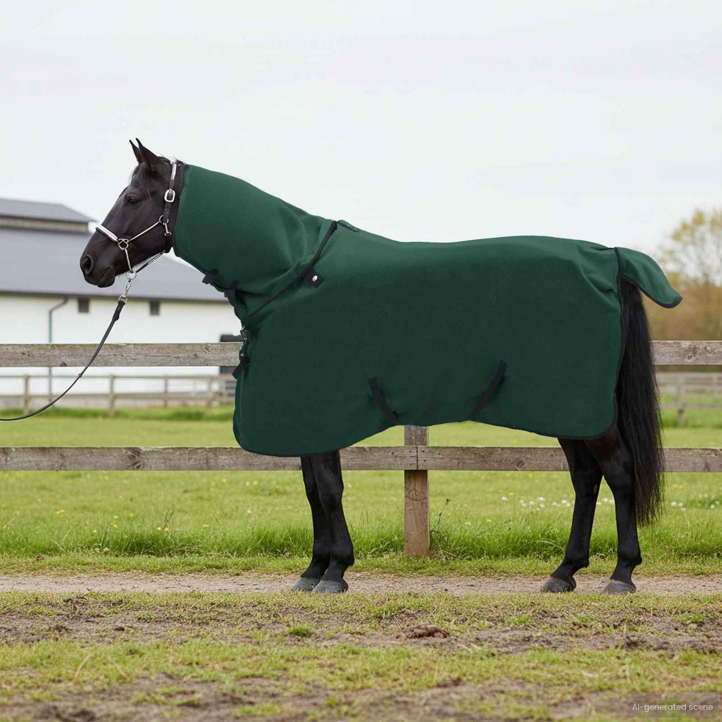 Coperta per cavallo VidaXL completamente in poliestere verde scuro