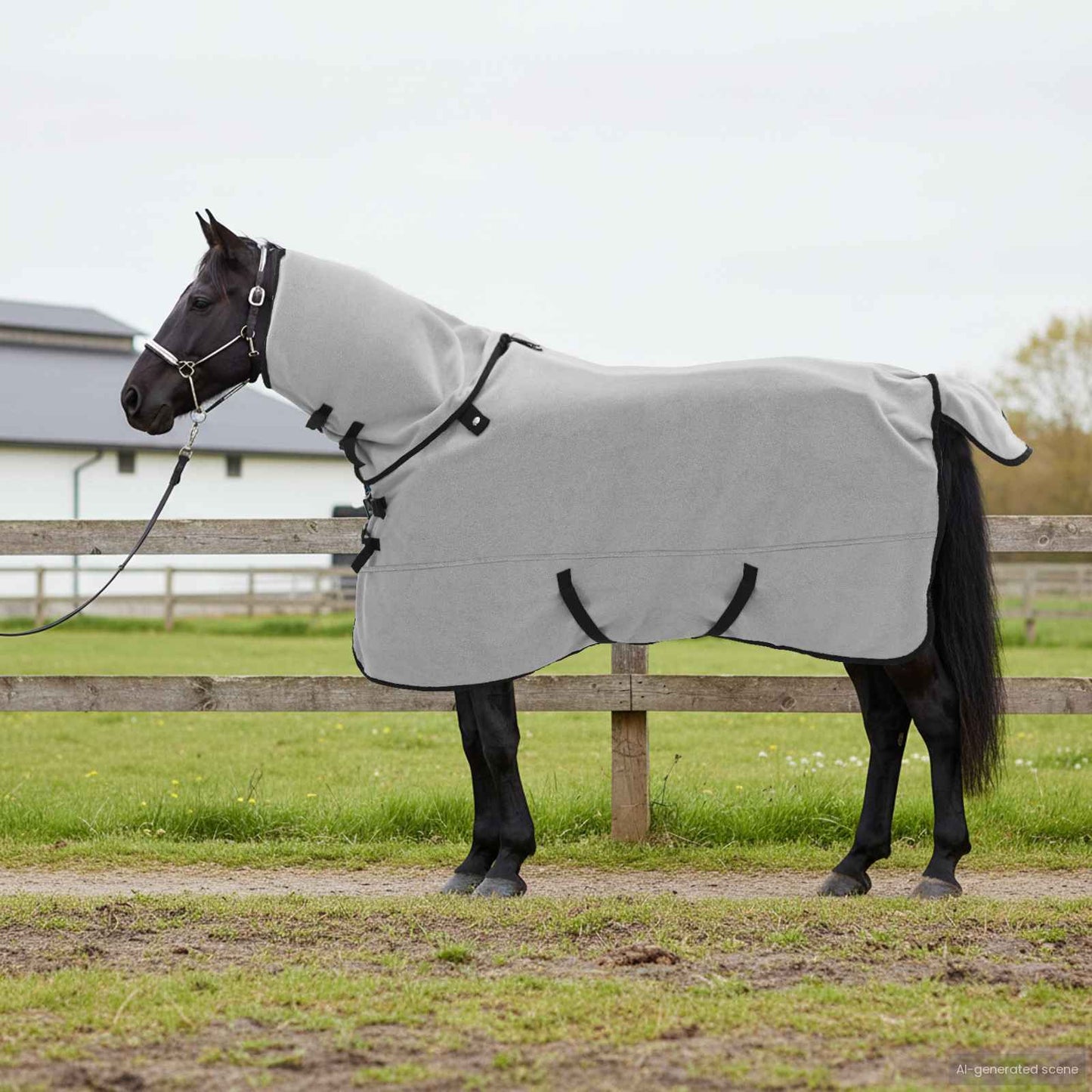Coperta per cavallo VidaXL completamente in poliestere grigio chiaro e rosa