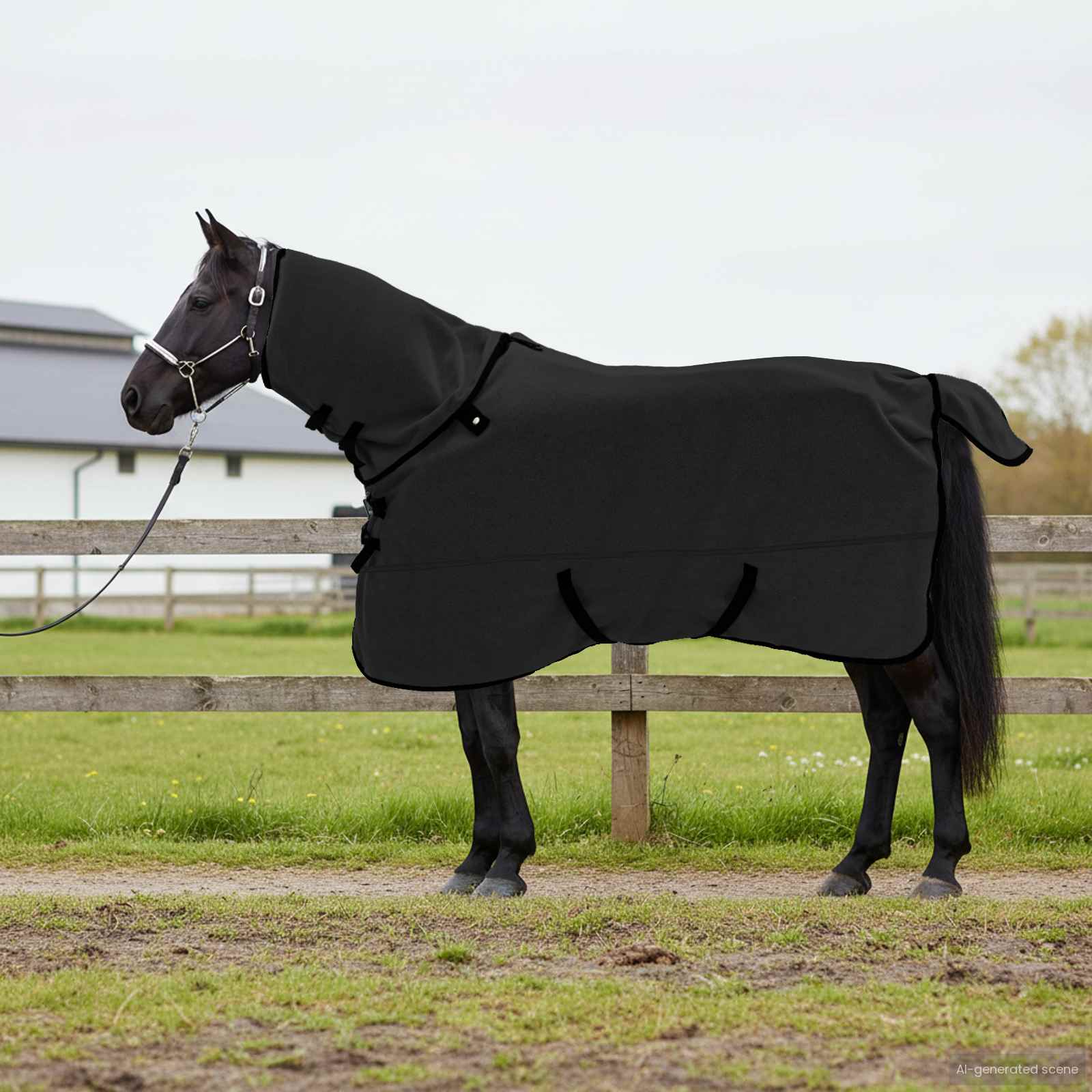 Coperta per cavallo Vidaxxl in poliestere nero