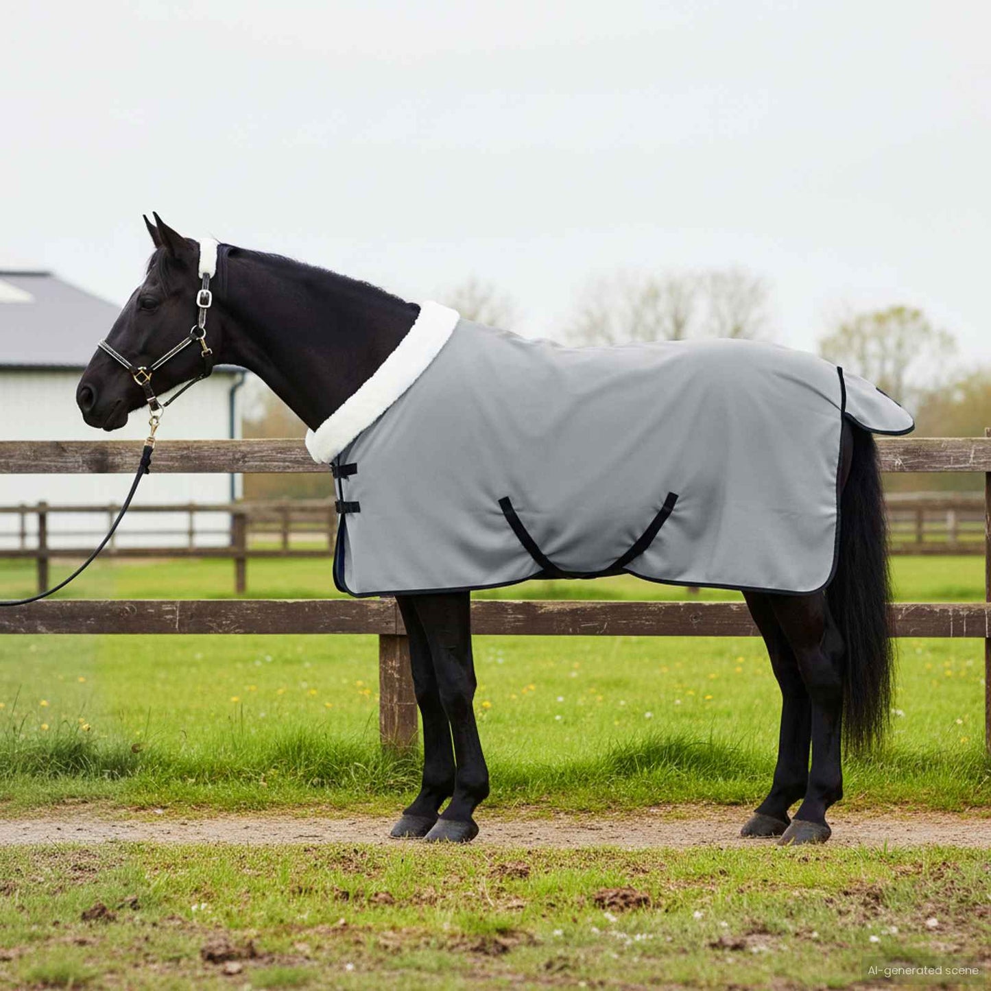 Coperta per cavallo Vidaxx completamente in pile polare verde scuro 105 cm
