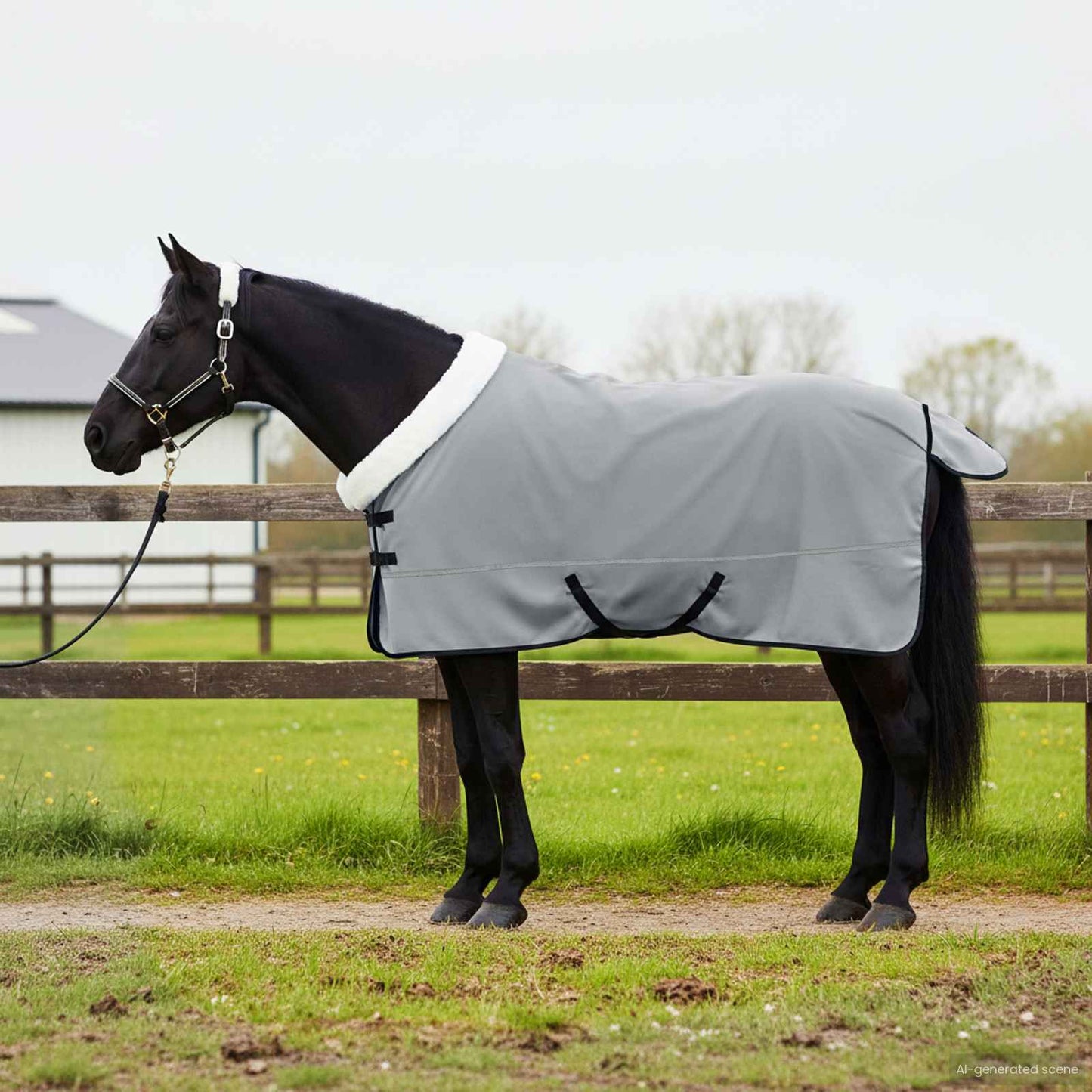 Coperta per cavallo Vidaxx completamente in pile polare verde scuro 135 cm