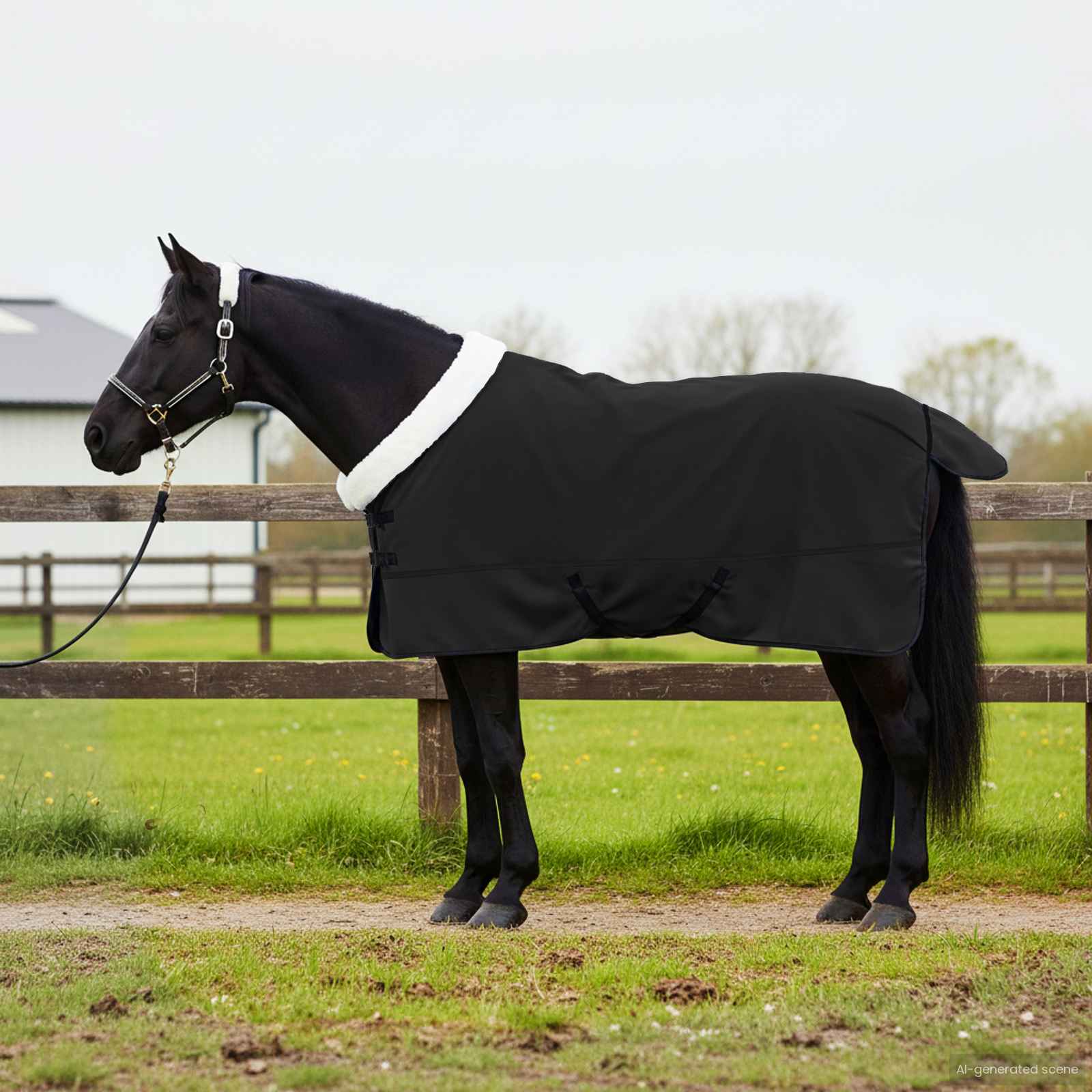 Coperta per cavallo Vidaxx nera 155 cm in pile polare