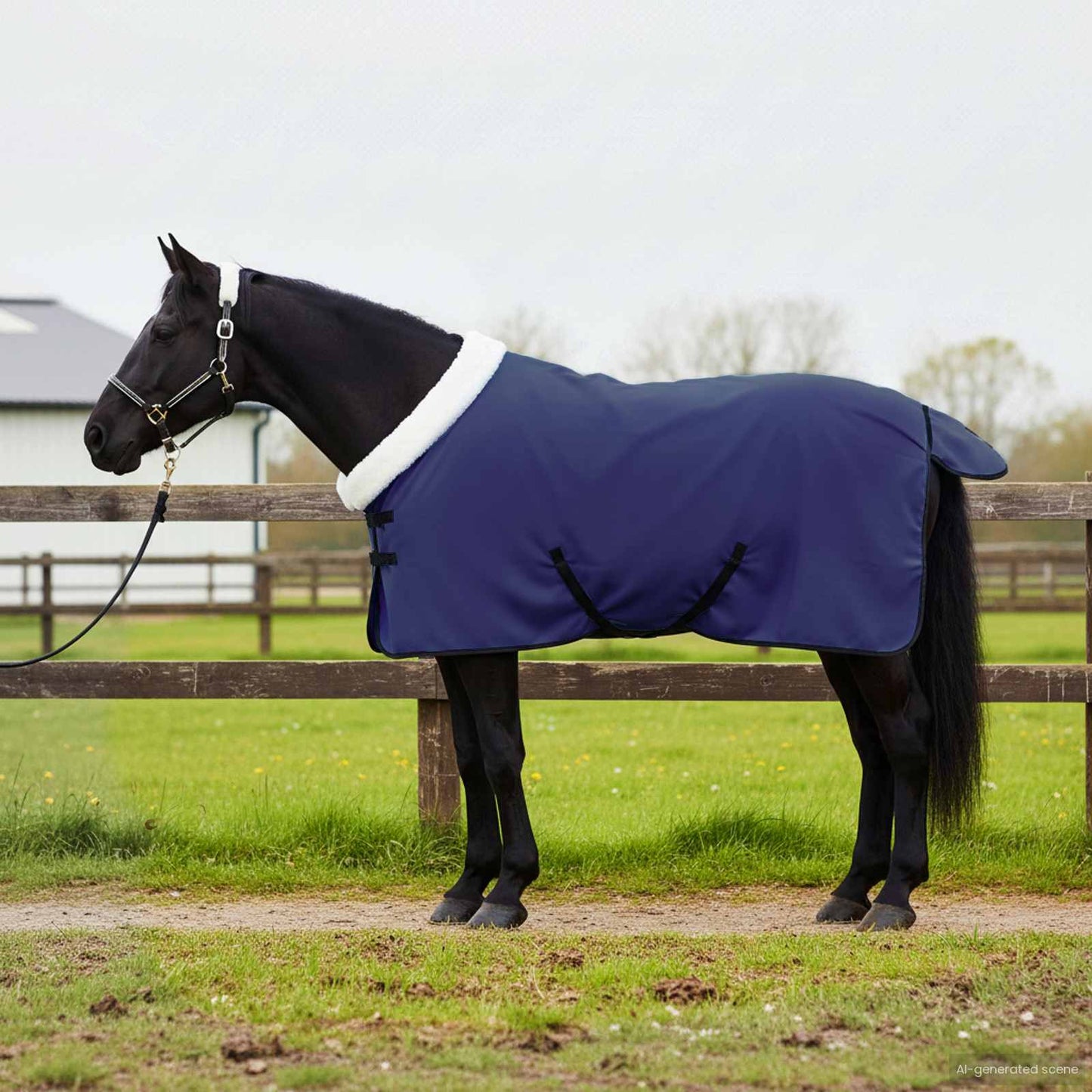 Vidaxl paardendeken marineblauw 115 cm polar fleece