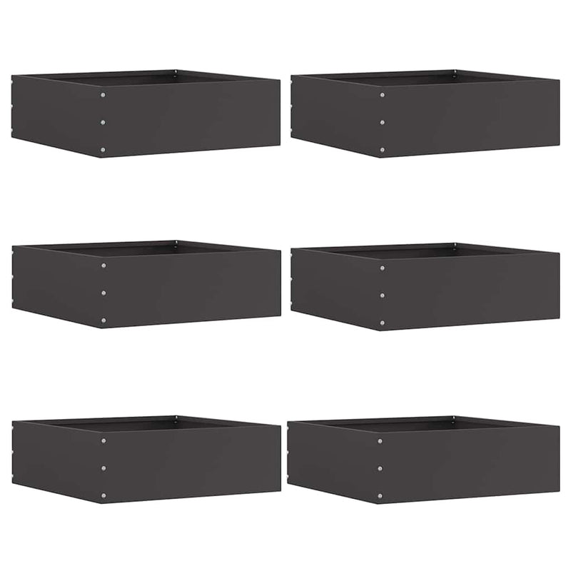 Bordo da giardino Vidaxl 6 pz nero 40 x 40 x 13 cm in acciaio
