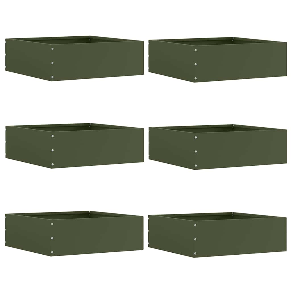 Bordo da giardino Vidaxl 6 pz verde oliva 40 x 40 x 13 cm in acciaio