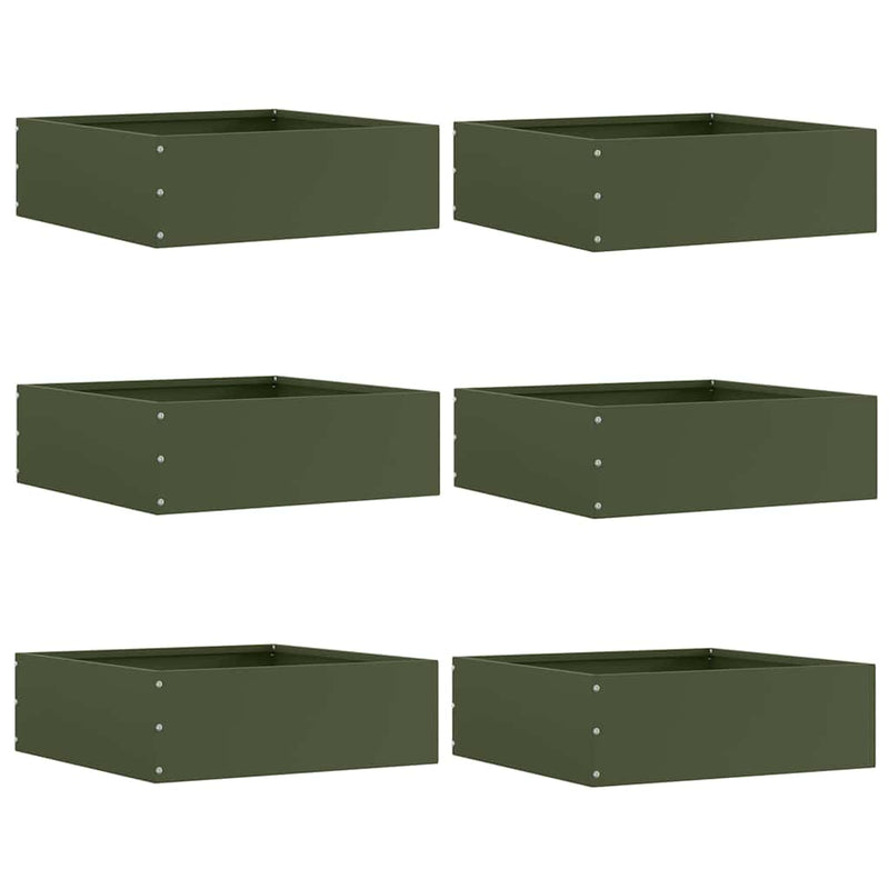 Vidaxl tuinrand 6 pcs olijf groen 40 x 40 x 13 cm staal