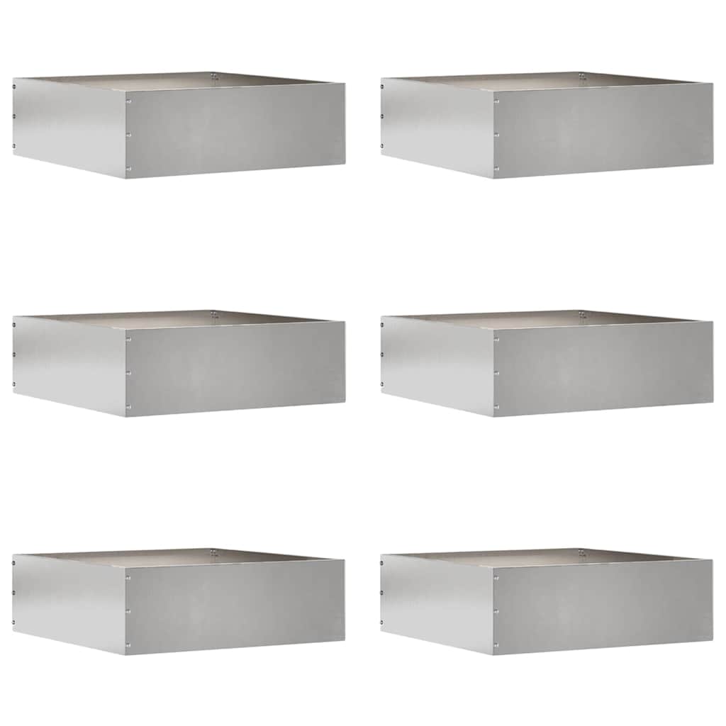 Bordo da giardino VidaXL 6 pezzi argento 40 x 40 x 13 cm in acciaio inossidabile