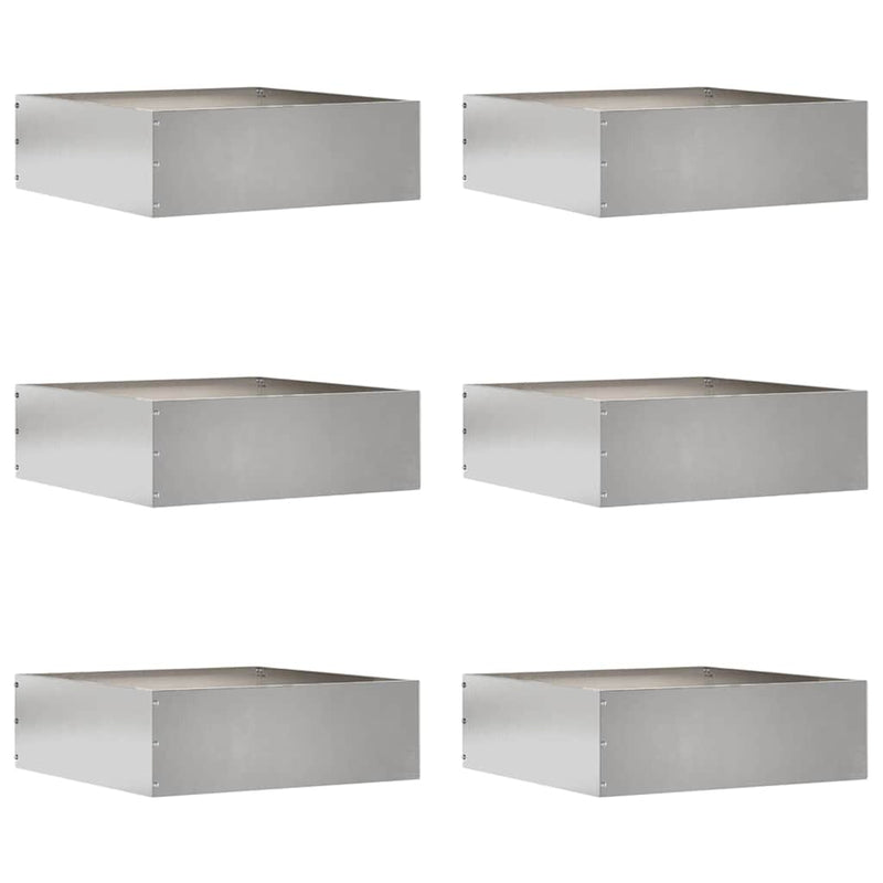 Bordo da giardino VidaXL 6 pezzi argento 40 x 40 x 13 cm in acciaio inossidabile