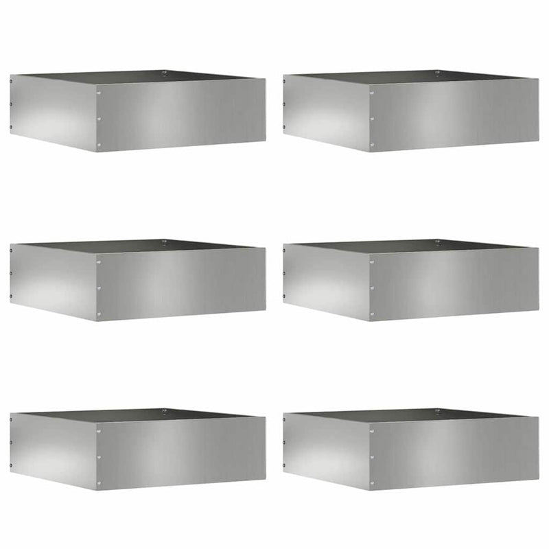 Vidaxl tuinrand 6 pcs zilver 40 x 40 x 13 cm gegalvaniseerd staal