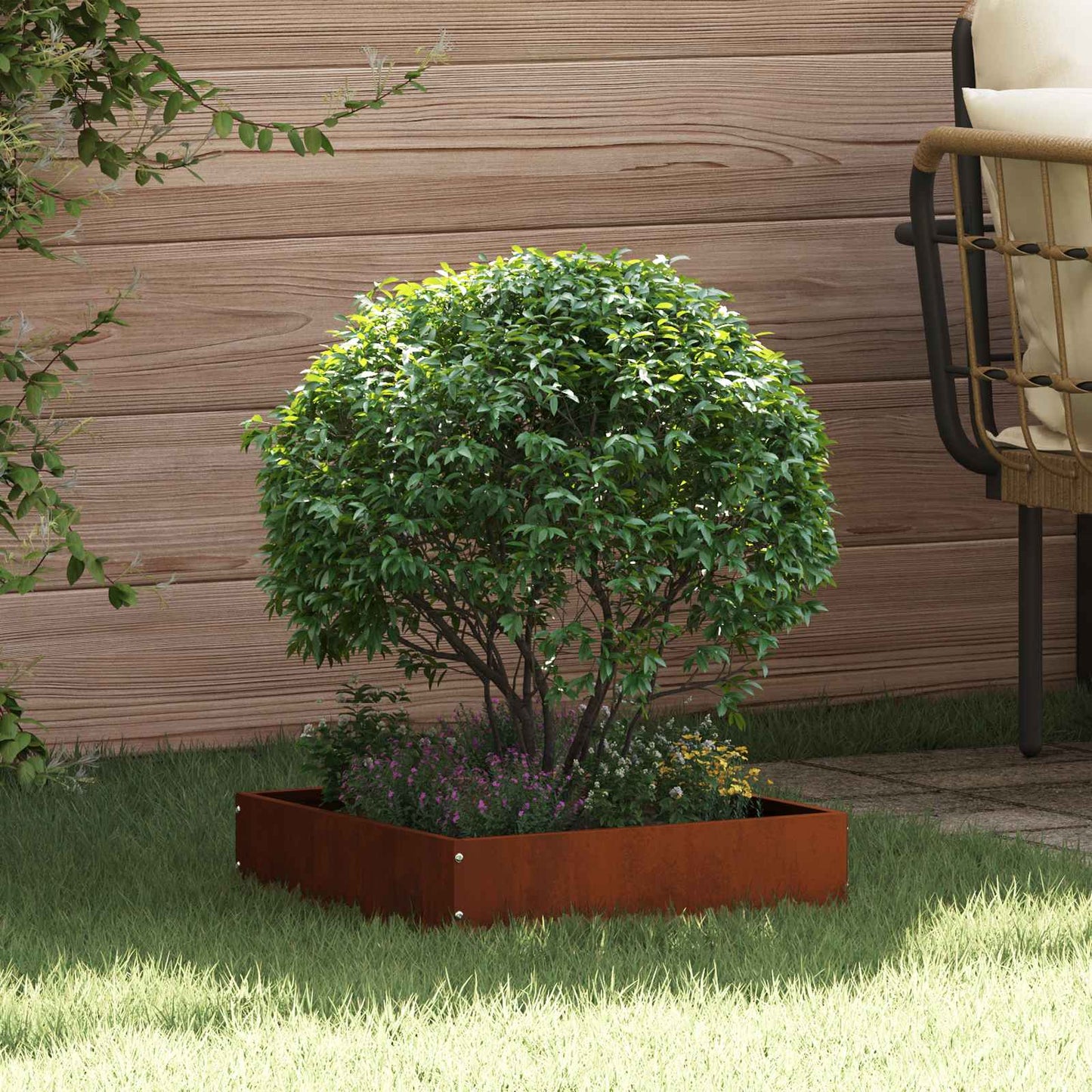 Vidaxl borde de jardín oxidado 40 x 40 x 13 cm acero corten