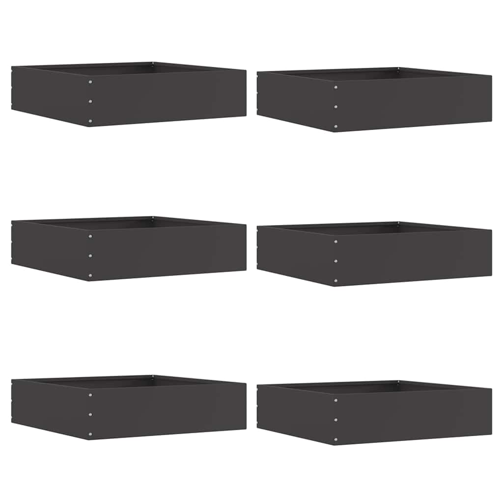 Vidaxl borde de jardín 6 piezas negro 50 x 50 x 13 cm acero