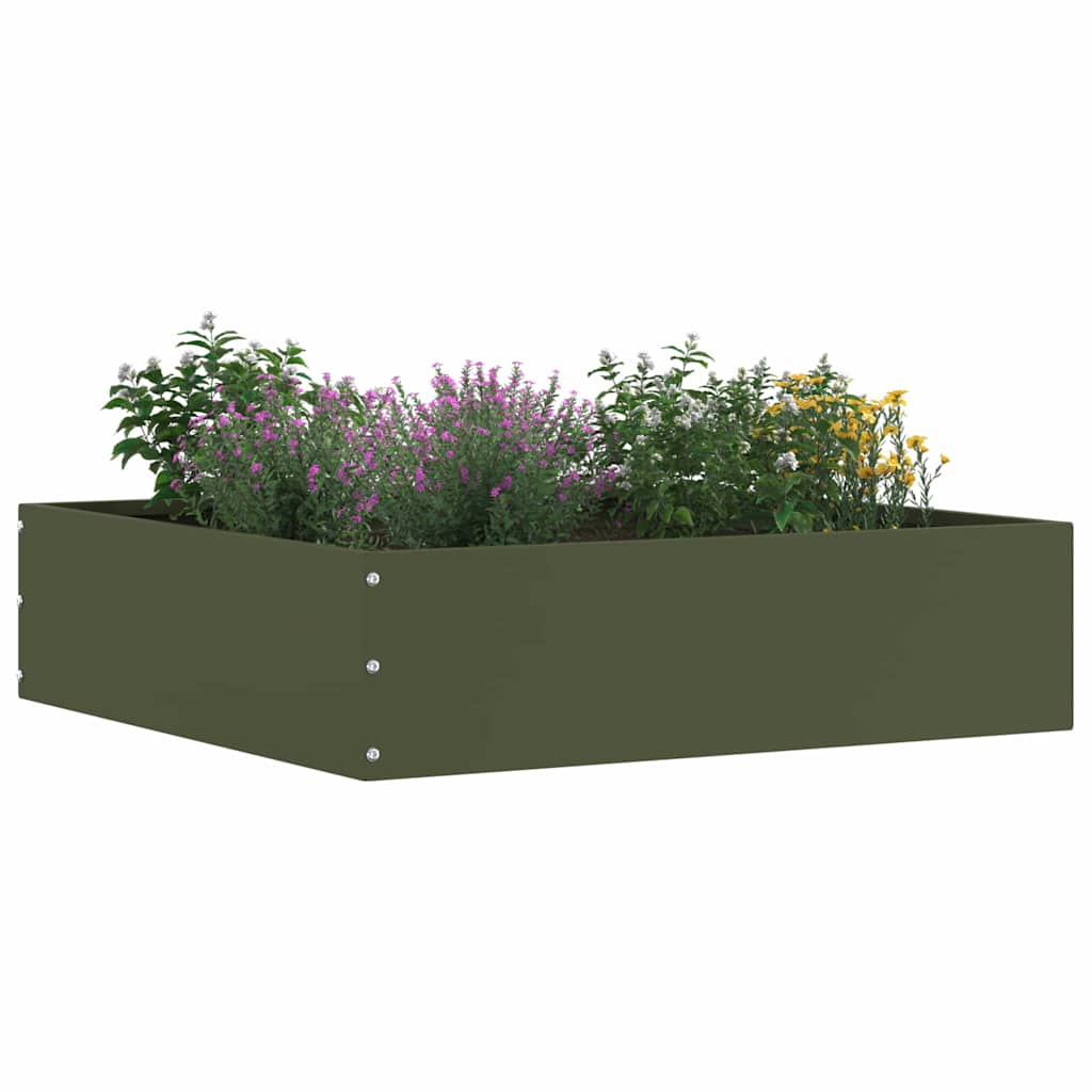 Vidaxl borde de jardín 6 piezas verde oliva 50 x 50 x 13 cm acero