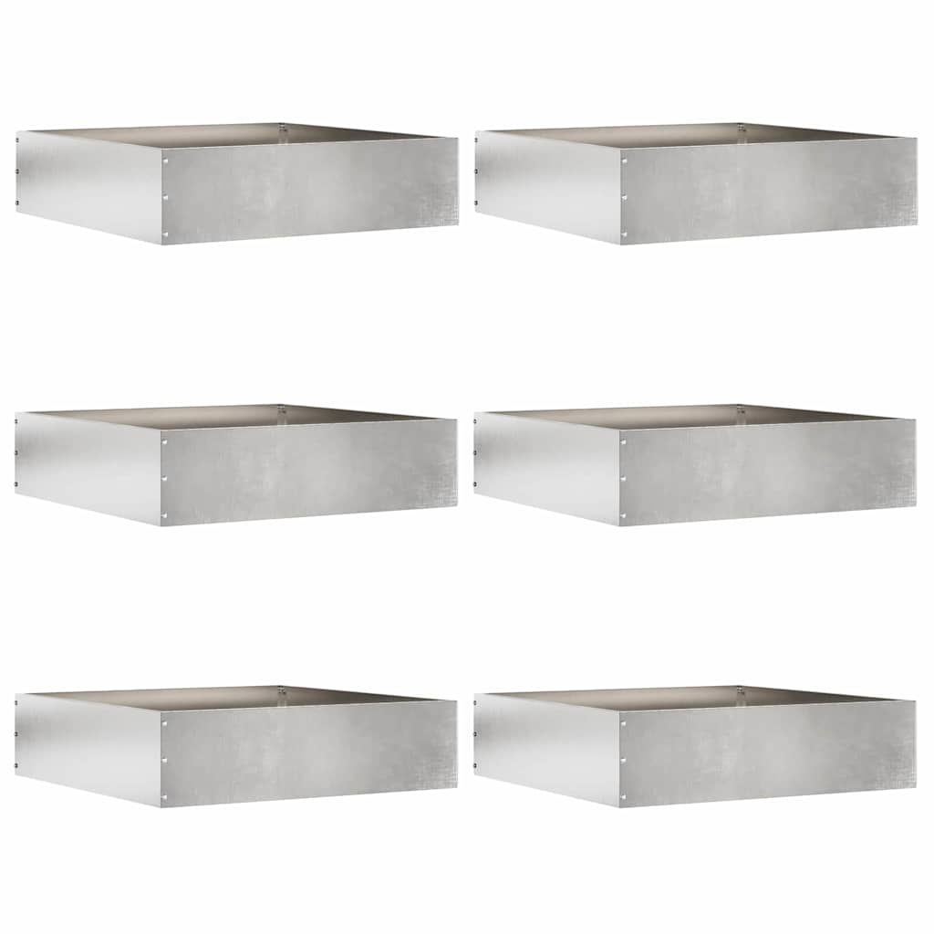 Vidaxl borde de jardín 6 piezas plata 50 x 50 x 13 cm acero inoxidable