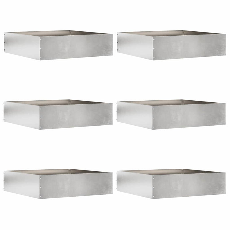 Vidaxl borde de jardín 6 piezas plata 50 x 50 x 13 cm acero inoxidable