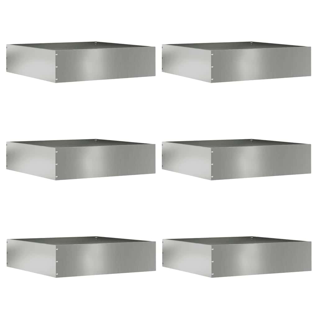 Vidaxl borde de jardín 6 piezas plata 50 x 50 x 13 cm acero galvanizado