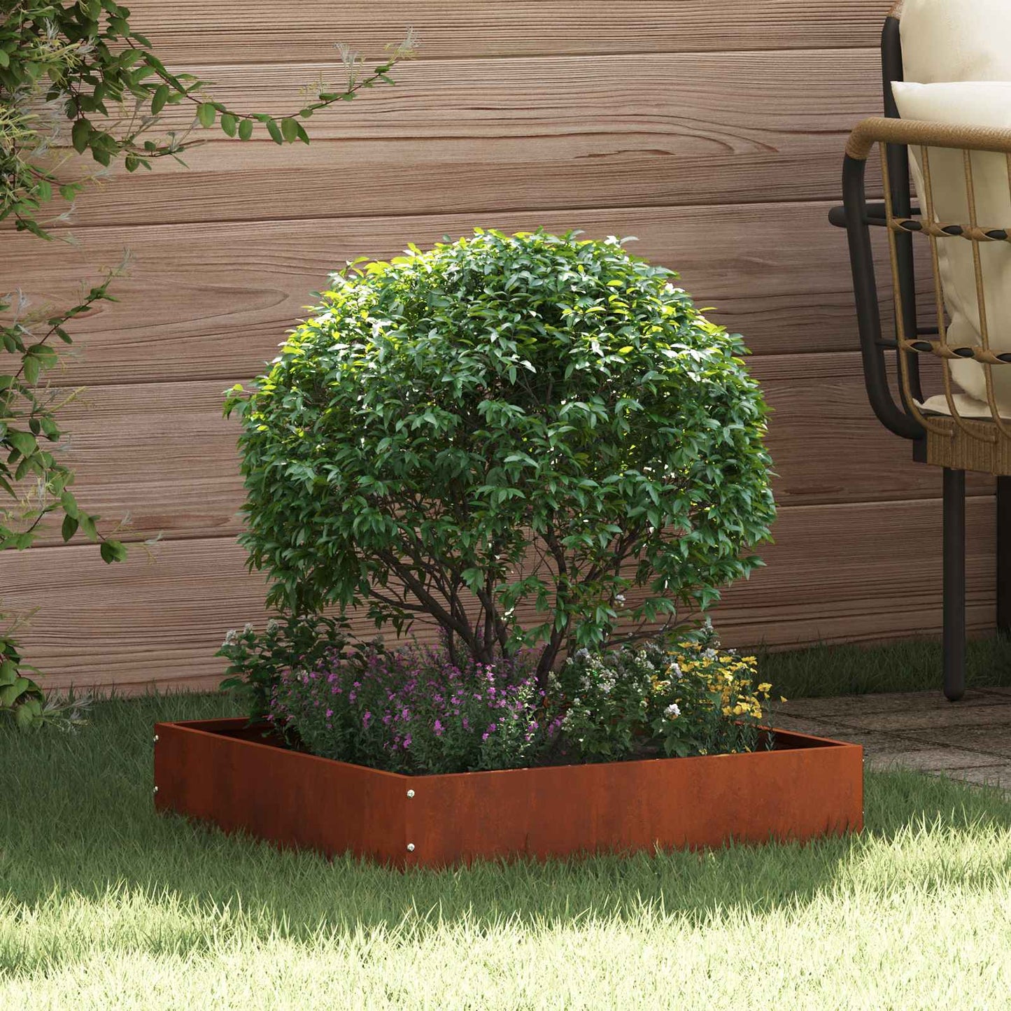 Bordo da giardino Vidaxl arrugginito 50 x 50 x 13 cm in acciaio corten
