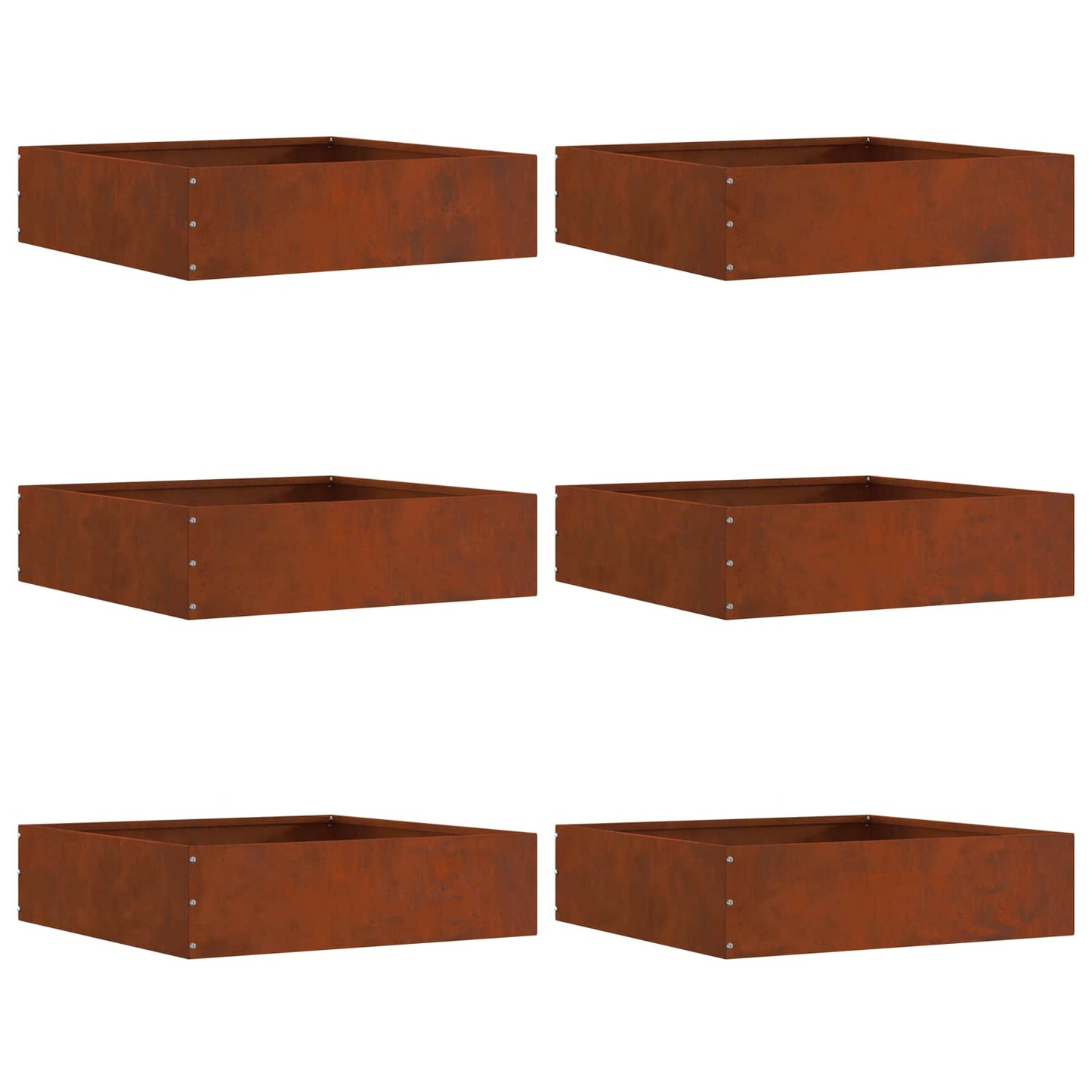 Vidaxl borde de jardín 6 piezas oxidado 50 x 50 x 13 cm acero corten