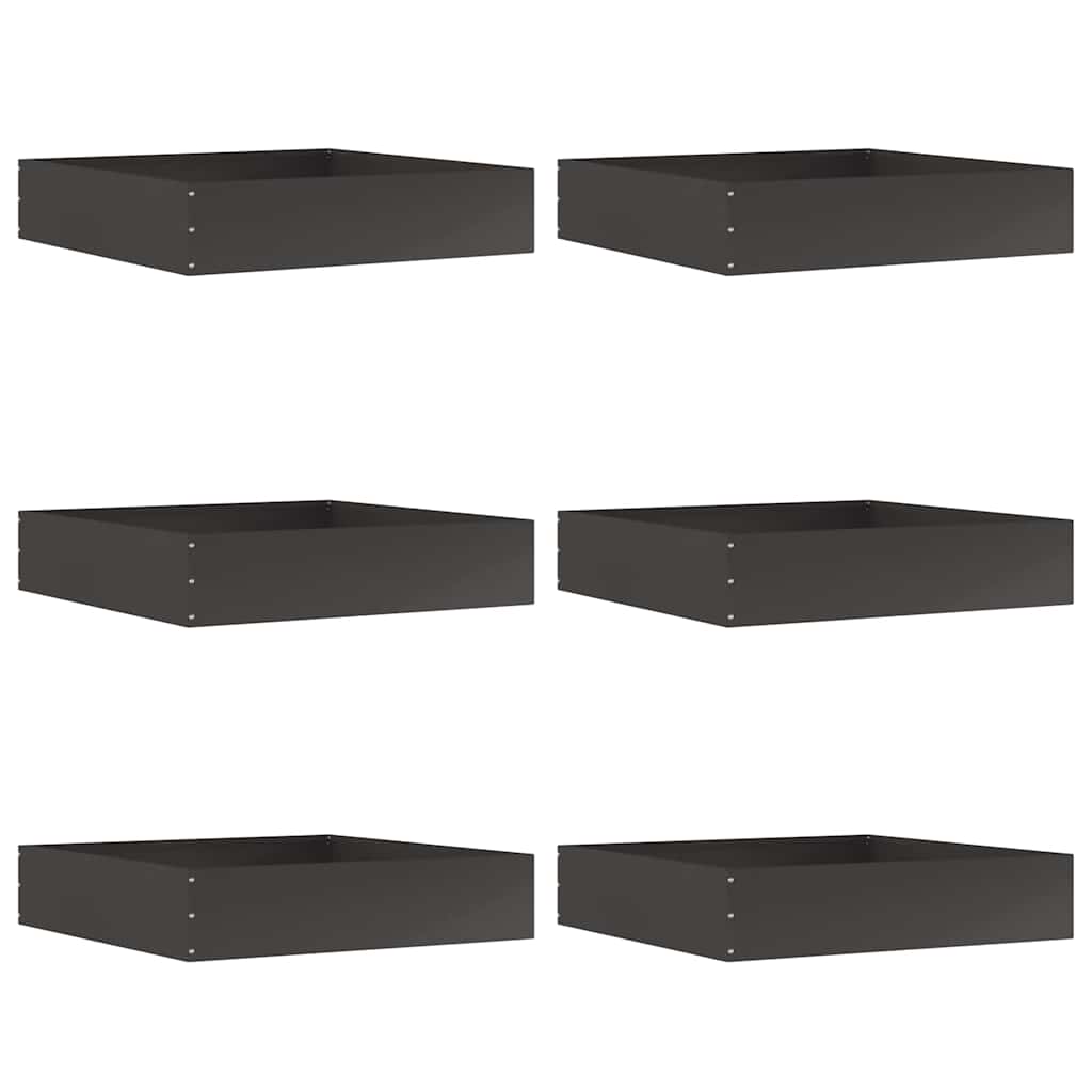 Vidaxl borde de jardín 6 piezas negro 60 x 60 x 13 cm acero