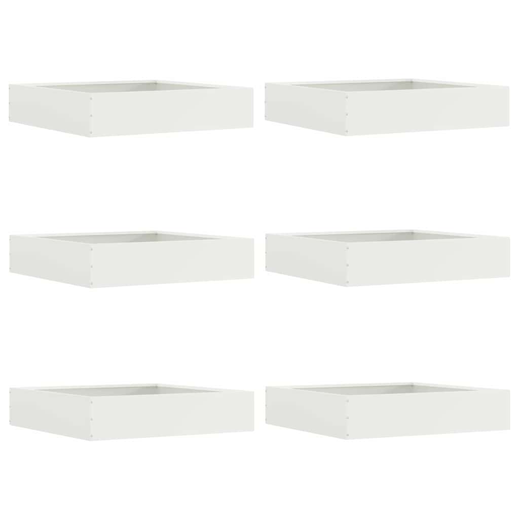 Vidaxl borde de jardín 6 piezas blanco 60 x 60 x 13 cm acero