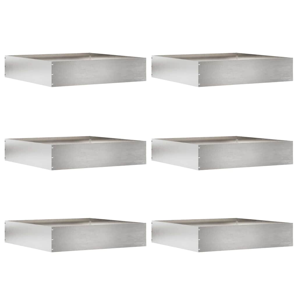 Vidaxl tuinrand 6 pcs zilver 60 x 60 x 13 cm roestvrij staal