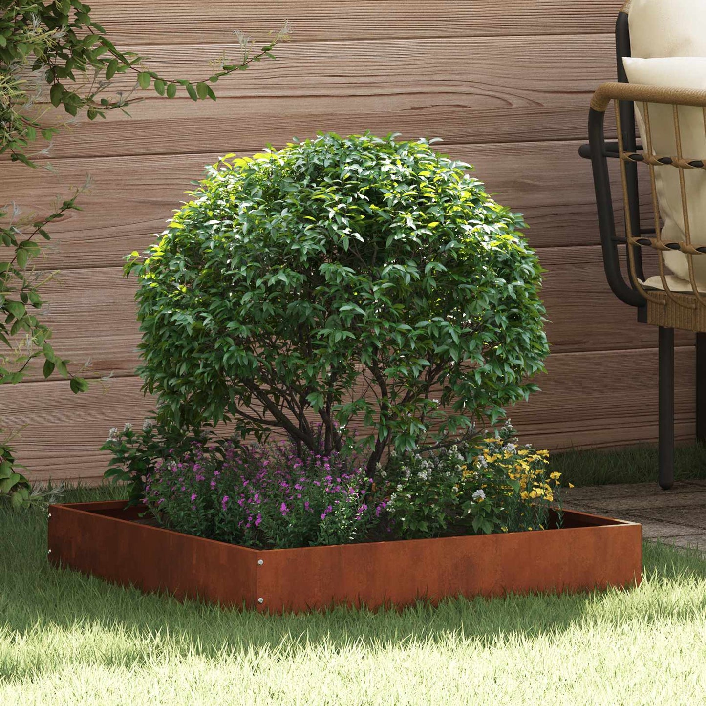 Vidaxl borde de jardín 6 piezas oxidado 60 x 60 x 13 cm acero corten