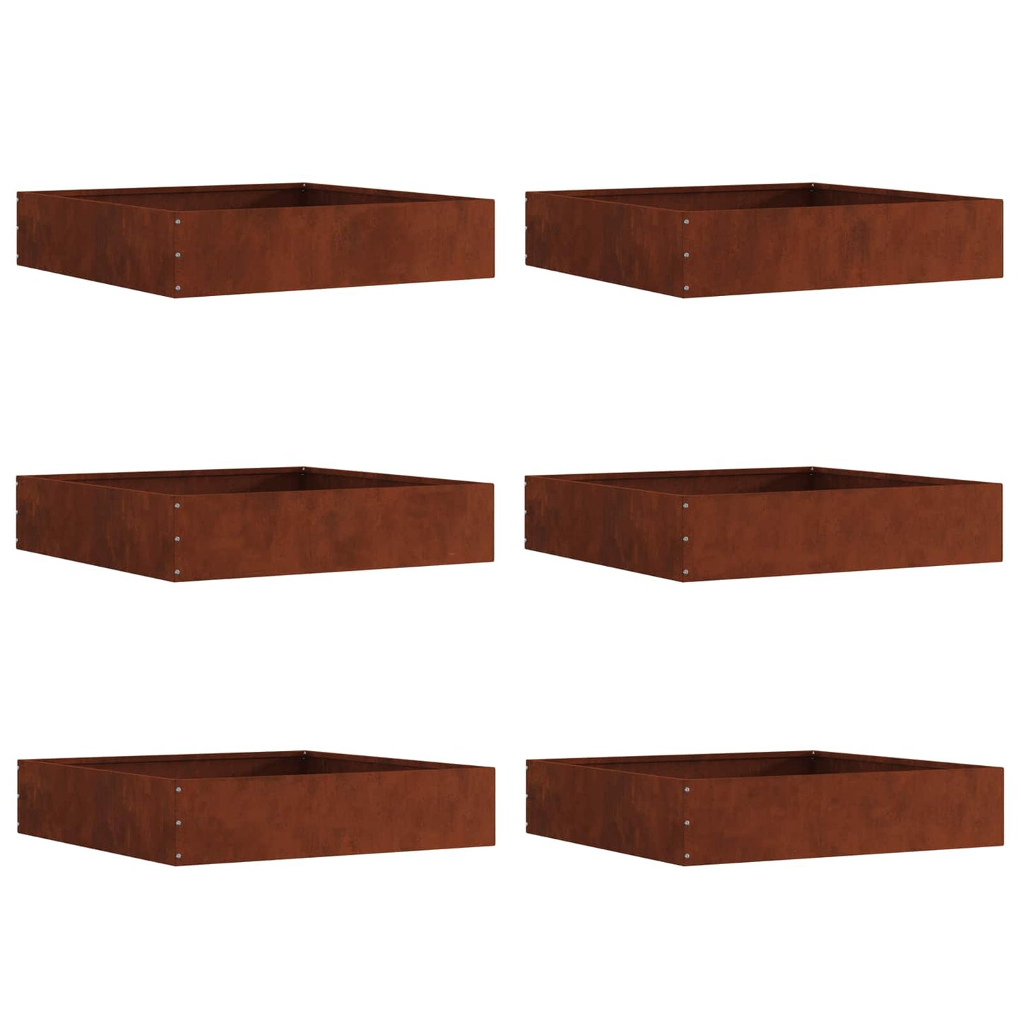 Vidaxl borde de jardín 6 piezas oxidado 60 x 60 x 13 cm acero corten