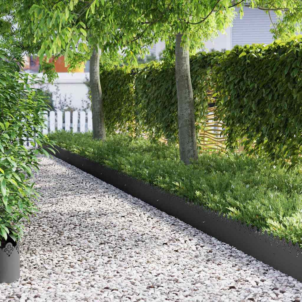 Vidaxl bordes de césped 10 piezas negro 103 x 0,05 x 22 cm acero