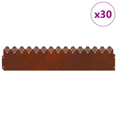 Bordi per prato Vidaxl 30 pz arrugginito 103 x 0,05 x 22 cm acciaio corten