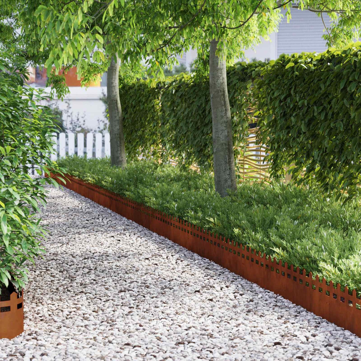 Bordes de césped Vidaxl 10 piezas oxidado 103 x 0,05 x 22 cm acero corten