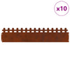 Bordes de césped Vidaxl 10 piezas oxidado 103 x 0,05 x 22 cm acero corten