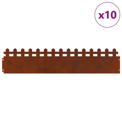 Bordi per prato Vidaxl 10 pz ruggine 103 x 0,05 x 22 cm acciaio corten