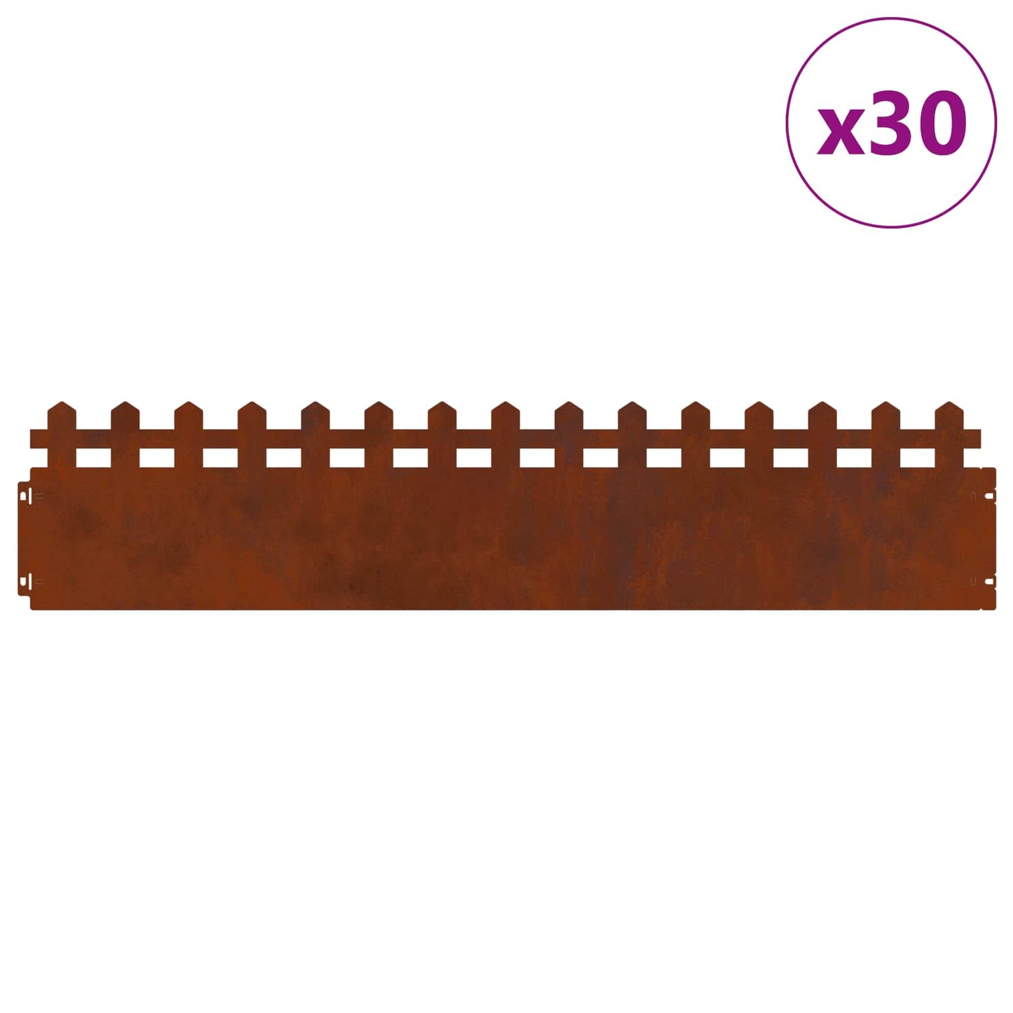 Vidaxl bordes de césped 30 piezas oxidado 103 x 0,05 x 22 cm acero corten