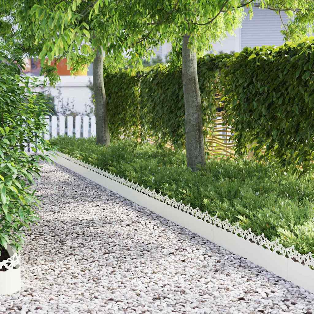 Bordi per prato Vidaxl 30 pz bianco 103 x 0,05 x 22 cm acciaio