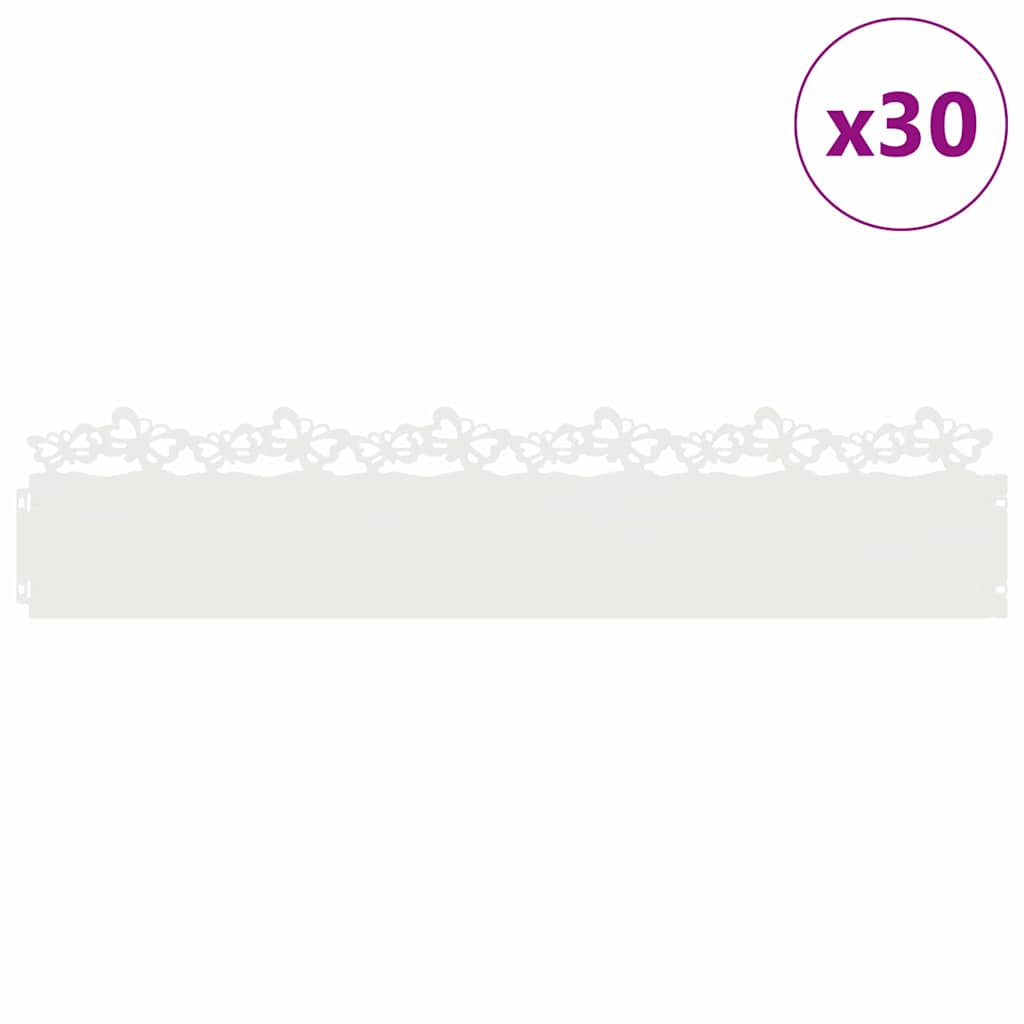 Bordi per prato Vidaxl 30 pz bianco 103 x 0,05 x 22 cm acciaio