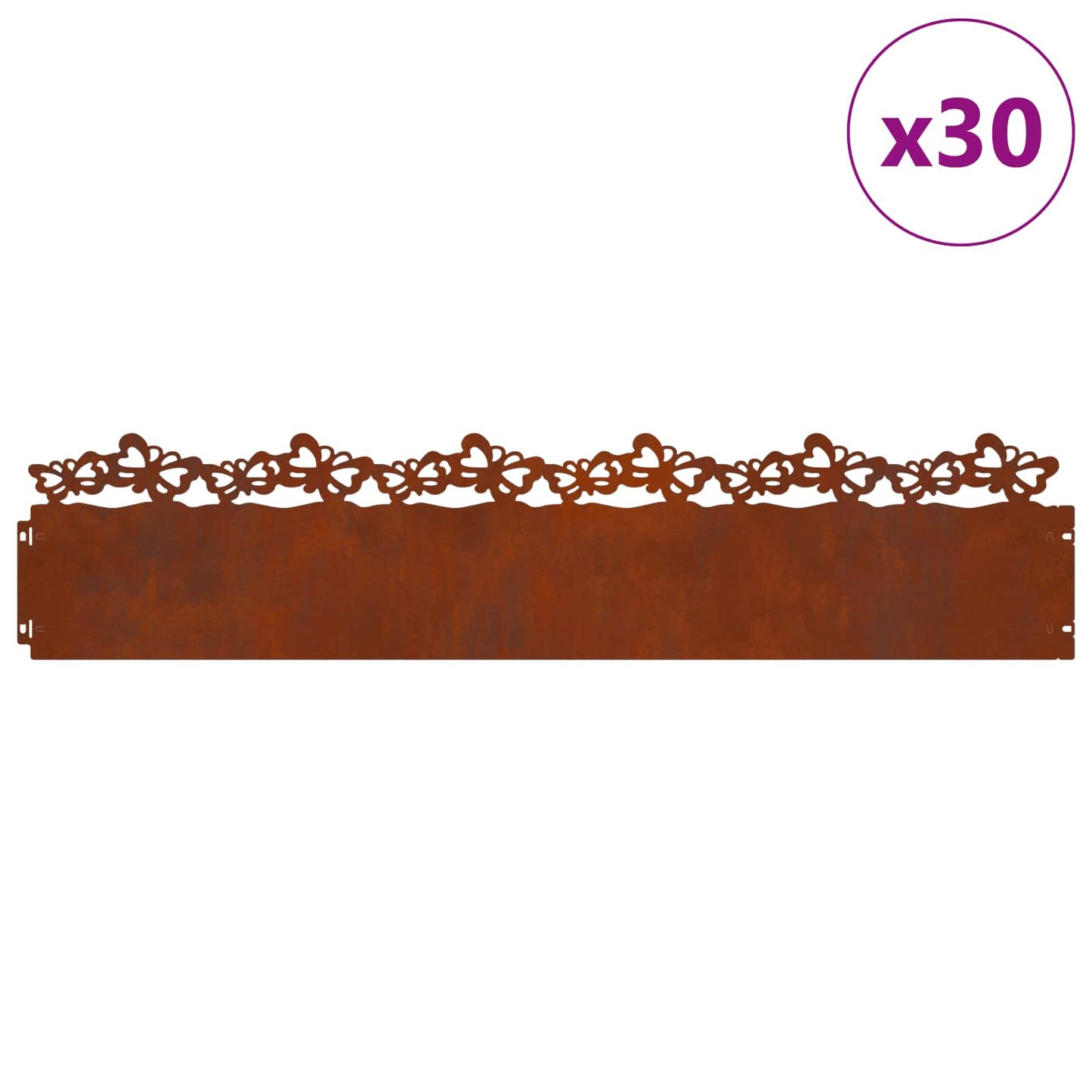 Bordi per prato Vidaxl 30 pz arrugginito 103 x 0,05 x 22 cm acciaio corten