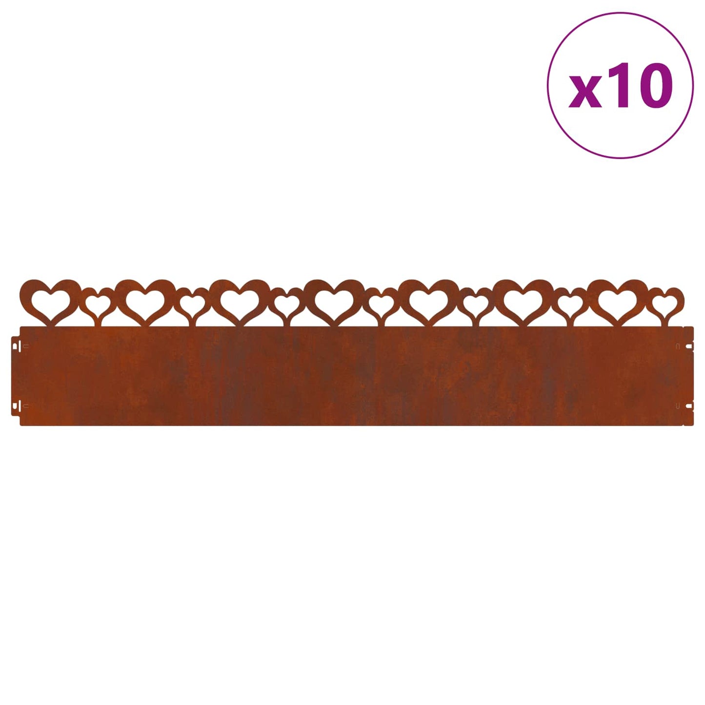 Bordes de césped Vidaxl 10 piezas oxidado 103 x 0,05 x 22 cm acero corten