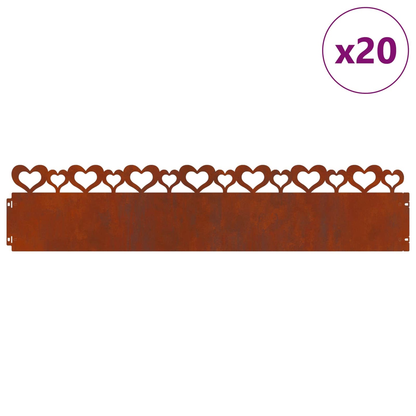 Bordi per prato Vidaxl 20 pz ruggine 103 x 0,05 x 22 cm acciaio corten