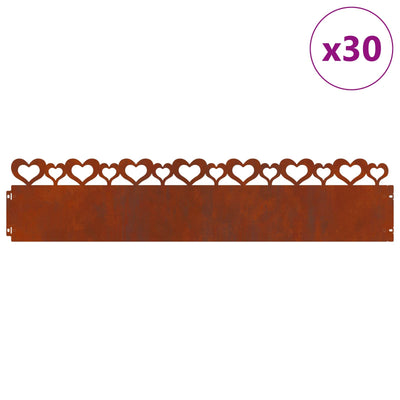 Bordi per prato Vidaxl 30 pz arrugginito 103 x 0,05 x 22 cm acciaio corten
