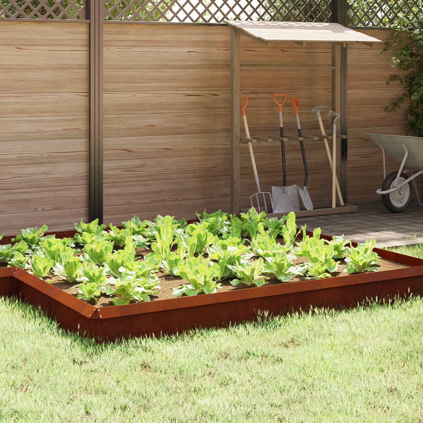Vidaxl slakkenhekje 16 pcs roestig 100 x 3,5 x 25 cm cortenstaal
