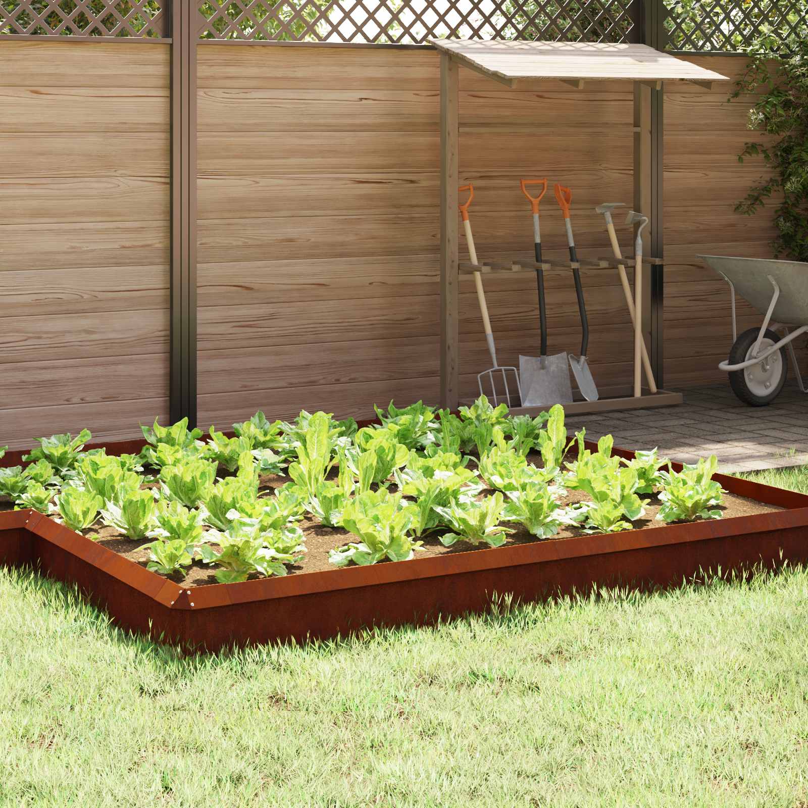Vidaxl slakkenhekje 16 pcs roestig 100 x 3,5 x 25 cm cortenstaal